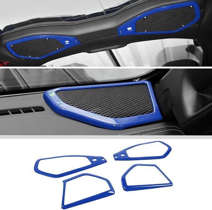 JWWY for Jeep JL Speaker Audio Player Trim Top & A Pillar Cover Trim for 2024-2026 Jeep Wrangler JL JLU & Gladiator JT 4xe Interior Accessories ABS 4PCS Blue