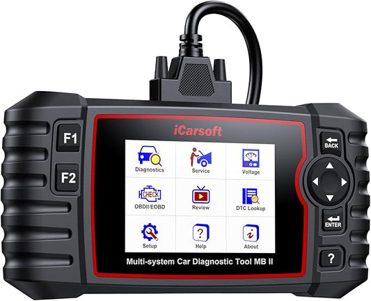iCarsoft OBD2 Scanner Diagnostic Tool MB II with Oil/ABS Bleeding/SAS Reset, Full OBDII Modes Full Systems Car Code Reader with Battery Test, Live Data, Full ODB2 Scan Tool, Lifetime Free Updates