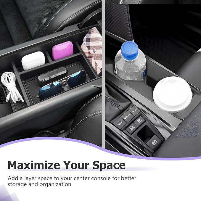 LUWU 2025 2026 Camry Accessories for 2025 2026 Toyota Camry Accessories Center Console Organizer Armrest Storage Box, Center Console Cup Holder Black 2-Pack