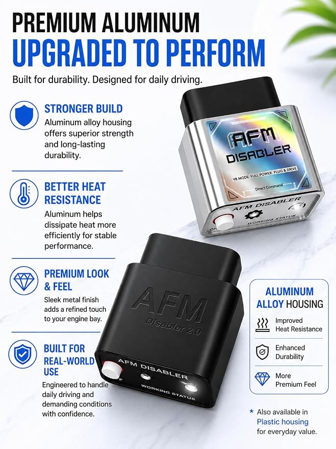 AFM/DFM Disabler Gen2 OBD2 Plug-Play for GM Trucks/SUVs | Active Fuel Management Disabler fits Silverado/Sierra/Tahoe/Suburban/Yukon/Escalade V6/V8，Prevents Lifter Failure, Aluminum
