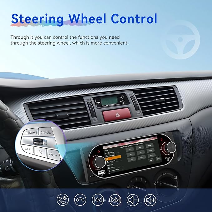 CAMECHO Single Din Radio Car Stereo with Wireless CarPlay & Android Auto 5.1" IPS Touchscreen with Bluetooth 5.2 Car Audio Receiver AM&FM, EQ, SWC, TF, AUX＆USB, Fast Charging, Backup Camera+MIC