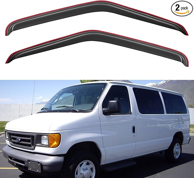 in-Channel Window Visors Rain Guards for 1992-2006 Ford E-150/E-250/E-350/E-450/E-550 Super Duty, Window Vent Wind Deflectors Visors Shades for 92-06 Econoline Cargo Van, 2PCS