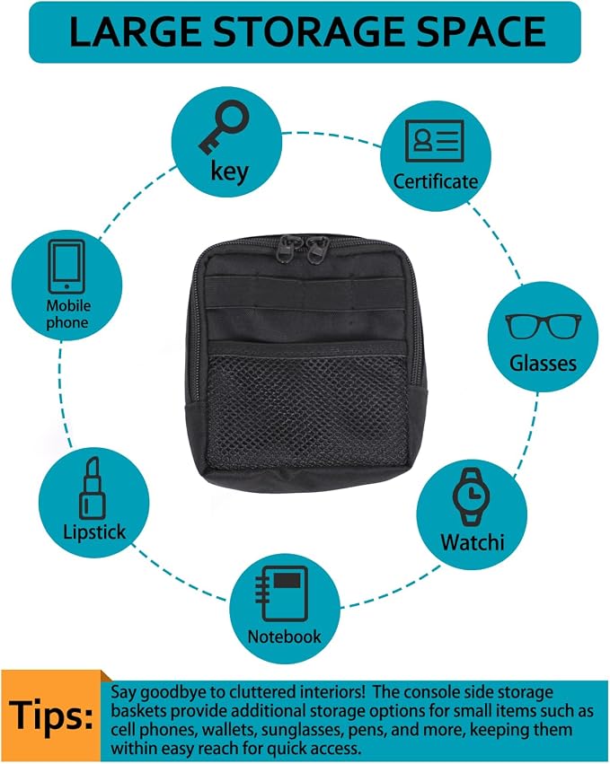 CHEAYAR Center Console Hidden Bag Organizer Compatible with Toyota Tacoma 2016 2017 2018 2019 2020 2021 2022 2023, Insert Compartment Center Console Tray Secondary Storage Accessories