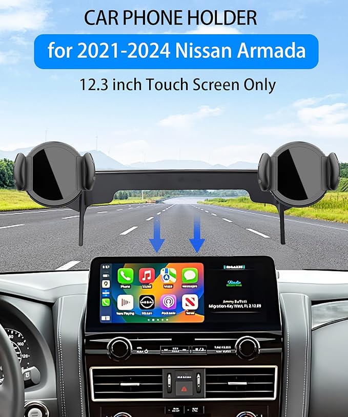 Magnetic Car Phone Mount for Nissan Armada 2021 2022 2023 2024 Accessories, for MagSafe Strong Magnets Cell Phone Holder 12.3-Inch Touch Screen Cradles, with Portable Phone Gripper