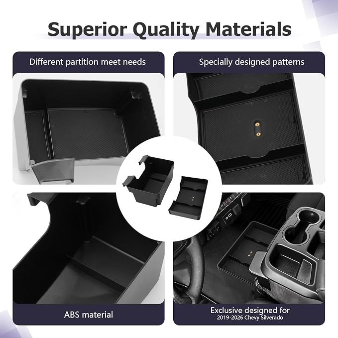 LUWU Center Console Hanging Organizer Box Compatible with 2019-2025 2026 Chevy Silverado/GMC Sierra 1500 & 2020-2026 Silverado/Sierra 2500HD 3500HD Accessories (Split-Bench Folding Seat Only)