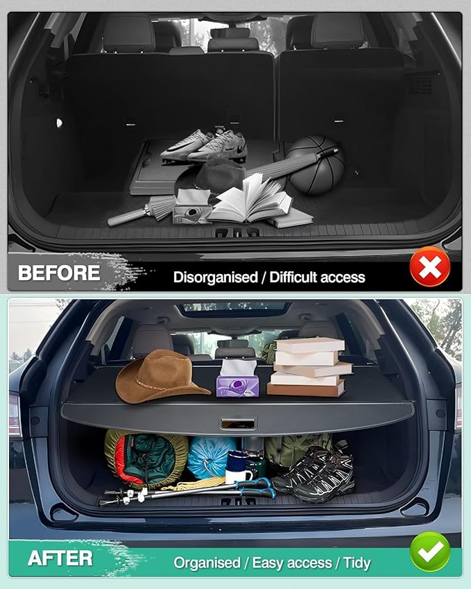 Powerty Retractable Cargo Cover for 2024-2026 Lincoln Nautilus-Canvas Texture Trunk Cover Privacy Screen Rear Security Shade for Nautilus Accessories
