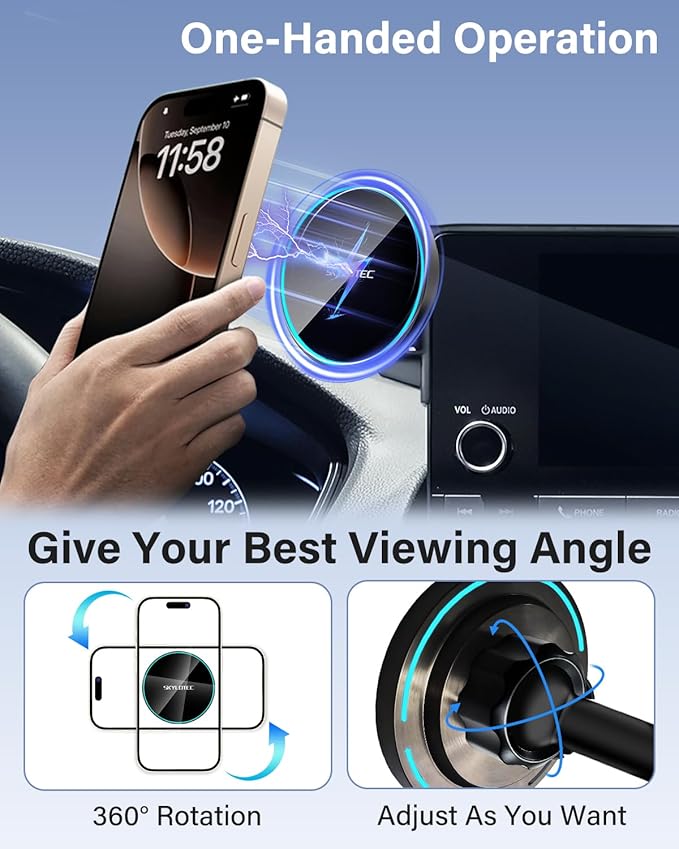 Phone Holder for Chevrolet Chevy Malibu 2016-2025/Equinox 2018-2024 Accessories 8-inch Screen Fixed Clip, Car Magnetic Phone Mount for MagSafe, Magnets 15W Fast Wireless Charger Cell Phone Base