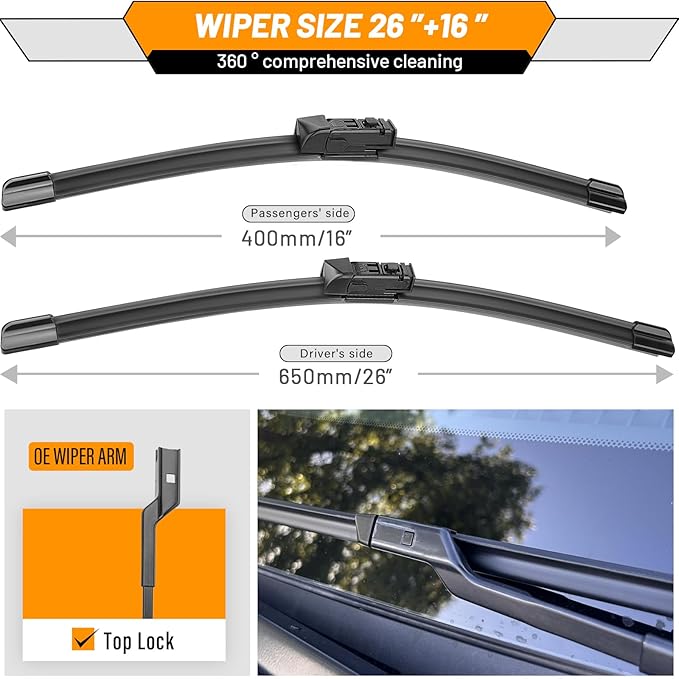 AUTOBOO 26"+16" Windshield Wiper Blade Sets Replacement for Subaru Crosstrek Impreza 2018-2026 Lexus NX300 NX200t 2015-2021 Toyota CHR -Original Factory Quality (Pack of 2)