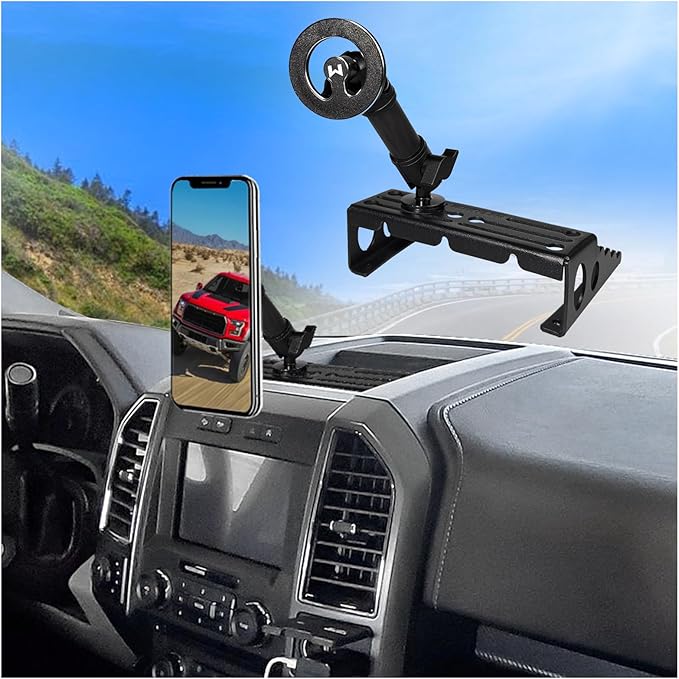 All Metal F150 Phone Mount Heavy Duty Magnetic Phone Mount for 2015-2019 2020 F150 2017-2022 F250/F350 Super Duty | Dash Platform Phone Holder For iPhone 17 /16 & Android | OEM Screw Hole Installation
