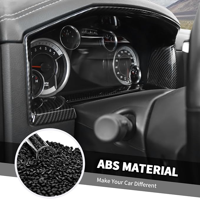 Jimen Fit for Dodge Ram 2010-2017, 4PCS Carbon Fiber Interior Trim Kits - Dashboard Trim Panel, Dash Side Air Vent Cover