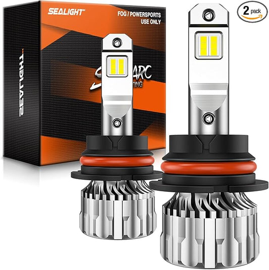 SEALIGHT 9007 Bulbs, 46,000LM Super Brighter Bulbs, 8,0000H Lifespan Fog Bulbs with 15000RPM Cooling Fan, IP68 Waterproof, Pack of 2