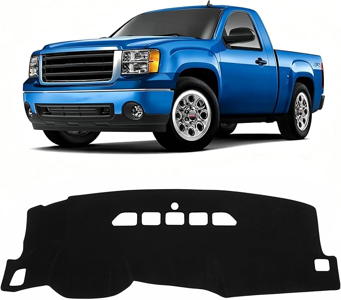 KUST Black Dash Cover for 2007-2013 Chevy Silverado/GMC Sierra/Chevy Avalanche/GMC Yukon/GMC Yukon XL/Chevrolet Tahoe/Suburban (Only Fit 2 Glove Box Dashboard)
