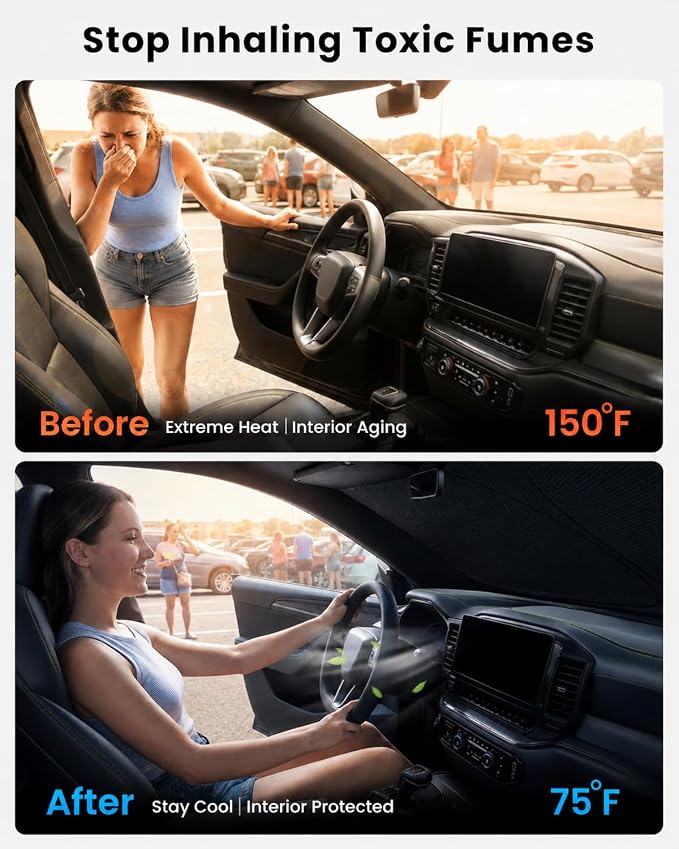 REEVAA 2026 3rd Pro Windshield Sunshade for 2019-2026 Chevrolet Silverado 1500 | Dual-Layer Heat & Sun Defense, OEM Design | Foldable Sun Shade Car Accessories with Storage Bag