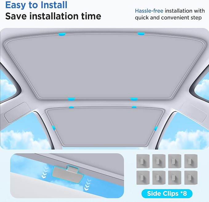 2026 Upgrade Sunshade Roof For Tesla Model 3 Highland 2022-2026 [No-Gap/Sag-Free] Heat Insulation Glass Roof Sunshade Sunroof for Tesla Model 3 Accessories 2026 2025 2024 202 2022 Beige