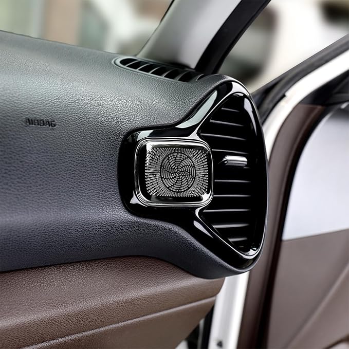 Stainless Steels Upper Air Outlet Speaker Cover Steels Interior Speaker Decoration Trim Cover Compatible with Kia Soul 2020-2025 Accessories (Black)