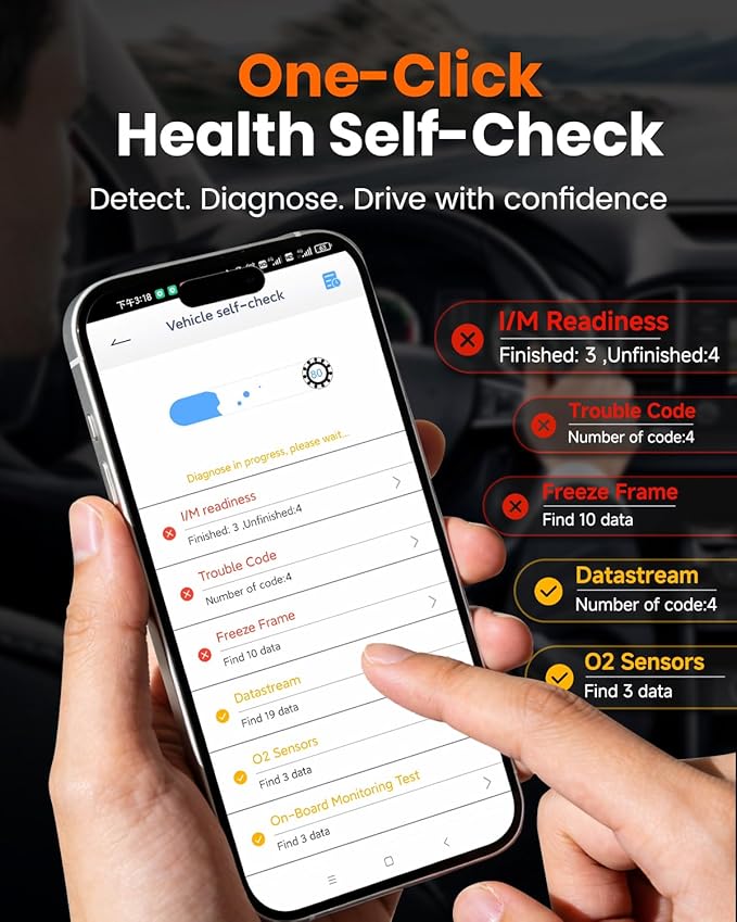 ANCEL AD310 Pro 2-in-1 OBD2 Scanner & Car Battery Tester, Diagnostic Tool with Bluetooth APP for iPhone & Android, Performance Test, Trip Analysis, Engine Health Self Check for All 1996+ Vehicles