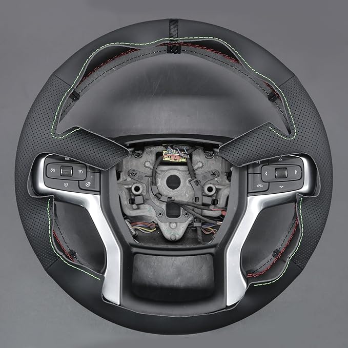 MEWANT Hand Sewn Steering Wheel Cover for Chevy Silverado 1500 Blazer Suburban Tahoe Chevy Silverado 1500 Accessories