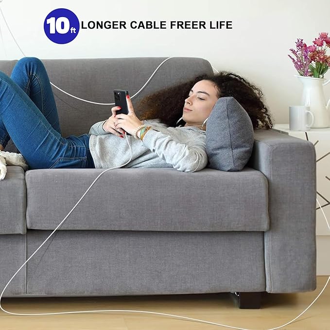 40-60W Fast USBC Charger Block iPhone 17 Fast Charging,10FT Braided Long 2Pack USBC to USBC Cable Compatible with iPhone 17/17Air/16e/16Pro/16ProMax/15Pro/ProMax,iPadPro/iPadAir,iPadmini,iPad,AirPods