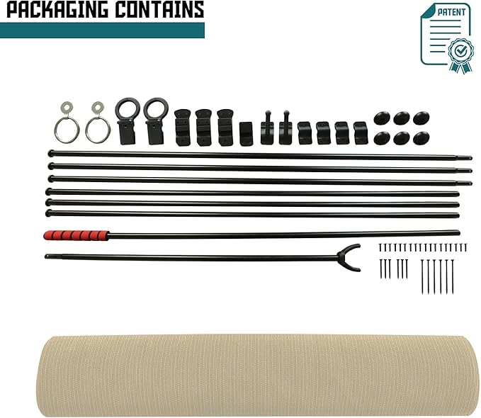 Bynbbur 4'W x 7'H Outdoor Patio Shades Foldable Roller Blinds, 220 GSM Sun Shade Roll Up Porch Screens Exterior Shade Cloth for Deck Pergola Backyard, Beige