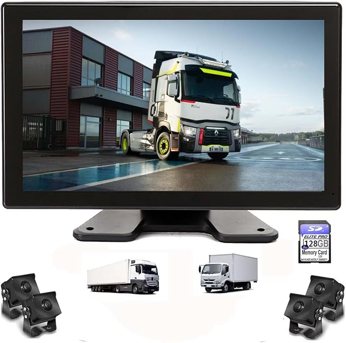 7-Inch 1 Split Touchable 128GB Large Audio Screen 1080P Backup Camera Monitor & Built-in DVR Video Recorder for RV Truck Trailer Rear Side Front Reversing View Wired System Image Waterproof