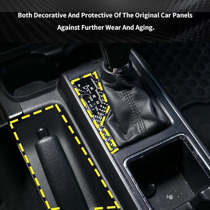 Soft Carbon Fiber Car Center Console Gear Shift Panel Decorative Stickers,for Toyota Tacoma 2016-2020,2PCS (Black)