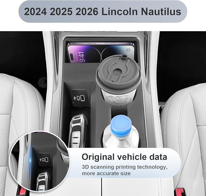 SKTU for 2024 2025 2026 Lincoln Nautilus Cup Holder for 2024-2026 Lincoln Nautilus (Premiere/Reserve/Black Label) Center Console Cup Holder 2024 2025 2026 Nautilus Accessories Non-Slip Cup Holder