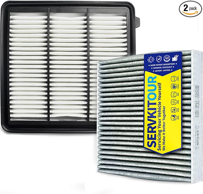 Engine Cabin Air Filter Set for CRV 1.5L Gas (2023 2024 2025 2026), for Civic (2022-2026) 1.5L, 1.5L Gas Only, NOT for 2.0L, Replace 17220-64A-A00, 80291-T5R-A01