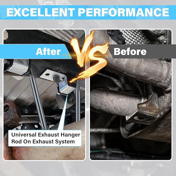 Universal Exhaust Hanger Rod Heavy-duty Stainless Steel Exhuast Pipe Hanger Rod Weld On Exhaust System- 3/8" Rod 10" Long(2 PCS)