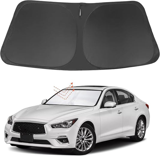 Front Windshield Sun Shade Foldable Car Front Window Sun Shade Windshield Shade Custom Fit for 2014-2024 Infiniti Q50 Block UV Rays Car Accessories Heat Keep Cooler