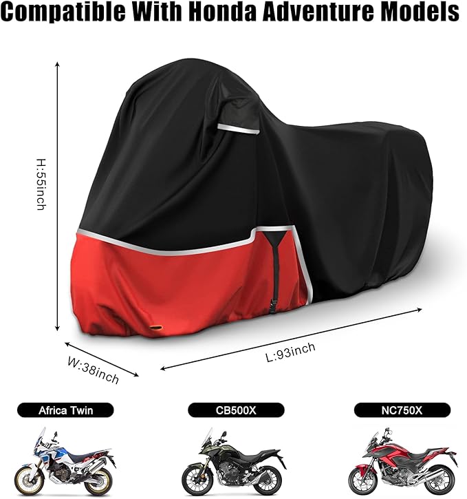 Waterproof Motorcycle Cover Replace for Honda Adventure Model, 420D Oxford Cloth Honda Africa Twin,CRF250f, CRF300l and NC750X/CB500X/XR150L Motorcycle Cover for Snow Rain Dust Protection