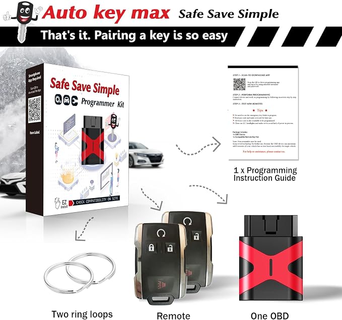2 Programmable Keyfob Scanner Tool, Replacement DIY Programmer Kit for 2011-2018 Chevrolet Silverado Colorado GMC Sierra Tahoe Suburan Yukon Remote Fob M3N-32337100