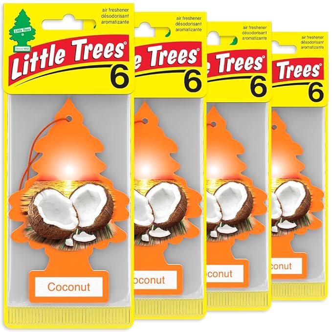 LITTLE TREES Car Air Freshener | Hanging Tree Provides Long Lasting Scent for Auto and Home | 24 Air Fresheners |Coconut
