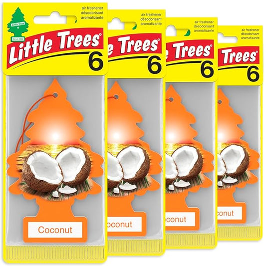 LITTLE TREES Car Air Freshener | Hanging Tree Provides Long Lasting Scent for Auto and Home | 24 Air Fresheners |Coconut