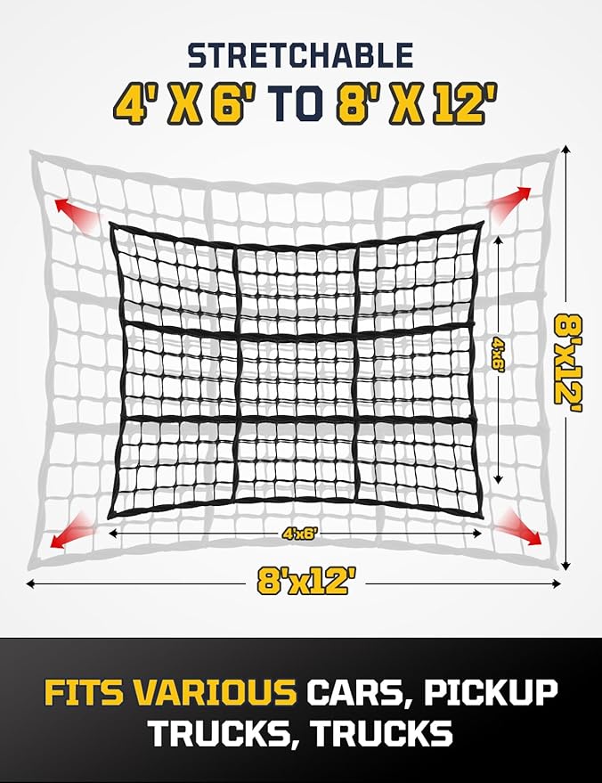 AUTOWN 2 Pack Truck Bed Cargo Net, Heavy Duty & Fine Mesh Bundle