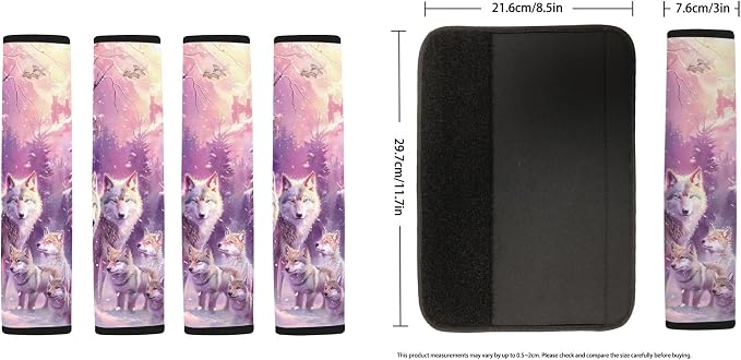 3D Wolf Car Seat Covers Full Set with Steering Wheel Cover, Shoulder Pads, Breathable Stretchy Bucket Seat Covers Auto Seat Cover Universal Fit for Most Cars, Purple