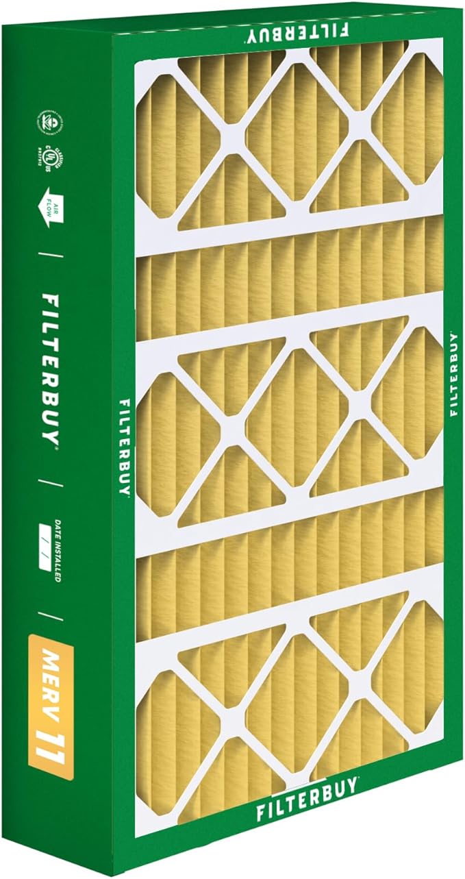 Filterbuy 15.75x27.63x3.50 Air Filter MERV 11 Superior Pet & Allergy Defense (1-Pack), Pleated HVAC AC Furnace Filters for AprilAire Space-Gard 104 & 2140 (Actual Size: 15.69 x 27.56 x 3.50)