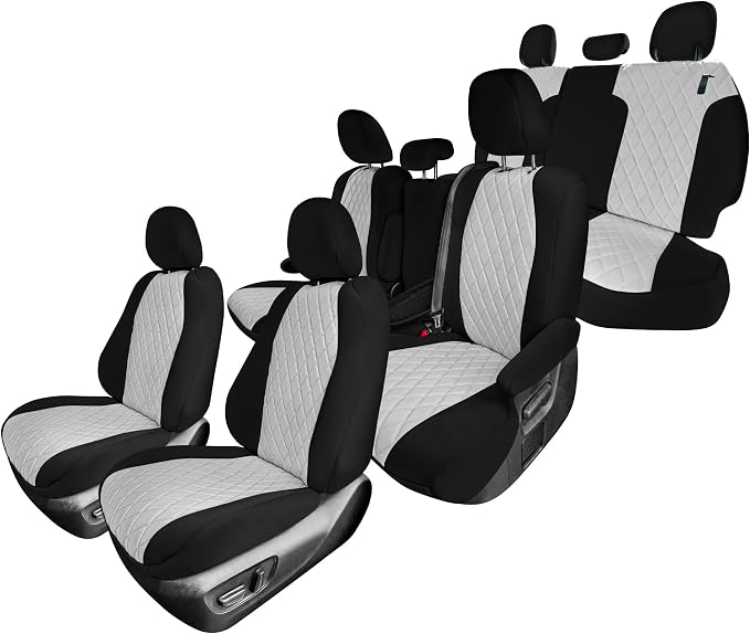 FH Group Custom Fit Car Seat Covers Specifically Made for Toyota Sienna 2021-2024, Gray Ultraflex Neoprene Full Set Automotive Seat Covers, 8 Seater SUV Seat Covers, Toyota Accessories