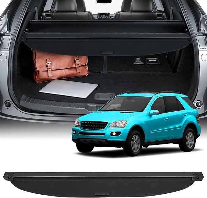 SCITOO Rear Trunk Cargo Cover 2006-2011 Fit for Mercedes-Benz ML Upgraded Retractable Retractable Security Shade with Aluminum PVC&Plastic, Auto Interior Accessories (Easy Installation)