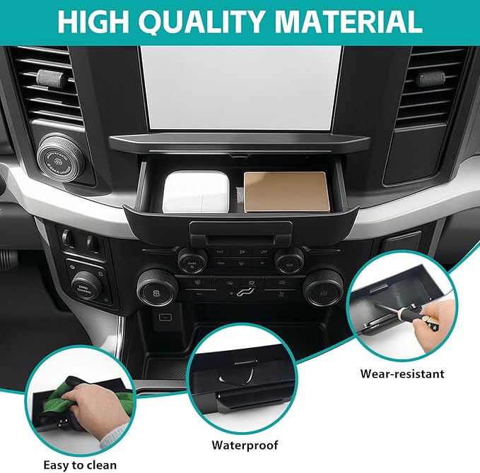 Storage Drawer Tray for 2023-2026 [8-inch Screen] Ford F250 F350 F450 F550 Super Duty XL/XLT Accessories, Center Console Organizer Cubby Drawer Hidden Insert Extra Storage Box Compartment