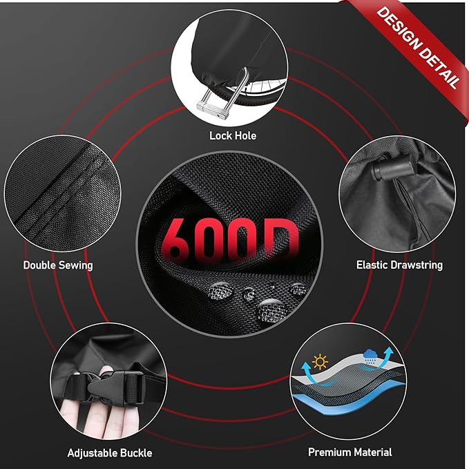 Zettum Bike Cover for 3 Bikes - 600D Bike Covers Outdoor Storage Waterproof & Heavy Duty, Large Bicycle Cover for 3 eBike, Road Bike, Mountain Bike, Hybrid Bike, Beach Cruiser Bike, Scooter and More