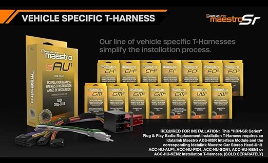 Idatalink Maestro HRN-SR-GM2 T-Harness for Select Chevrolet/GMC GM Vehicles 2010+, replace the factory radio while retaining steering wheel controls & use of factory amp (ADS-MSR module also required)