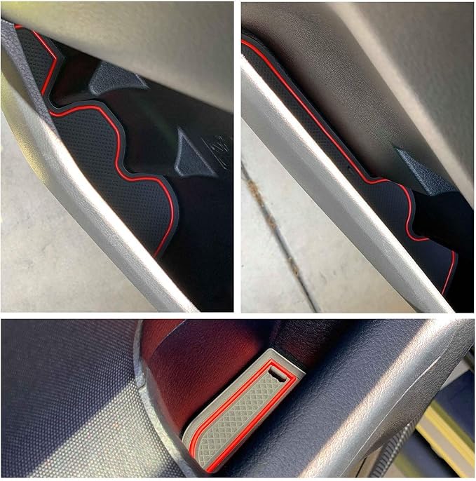 JDMCAR Custom Liners Insert (18 Pieces, Red) and Center Console Cushion Compatible with Toyota Tacoma Accessories 2016-2022 2023