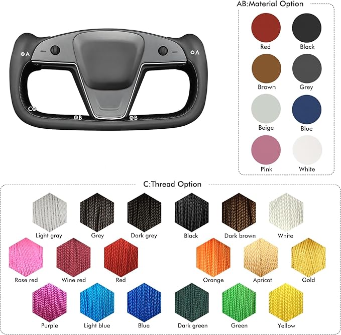 MEWANT Steering Wheel Cover for Yoke Style Steering Wheel for Tesla Model S 2021-2023 / Model X 2021-2023 Made of Black Microfiber Leather