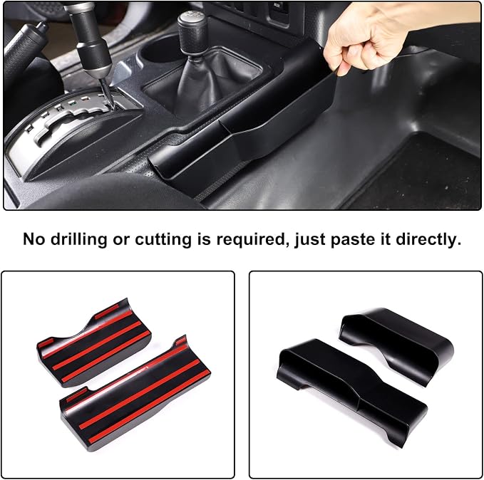 Aunginsy Center Console Gear Side Storage Box Compatible with Toyot@ FJ Cruiser 2007-2021 Car Shift Hanging Organizer Tray Armrest Basket ABS Inter Accessories (11027)