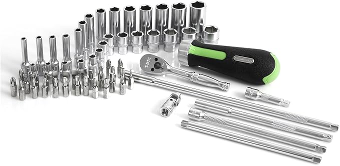 OEMTOOLS 23997 Socket Set 64PC, 1/4" Drive Mechanic Tool Set, Socket Wrench Set Hard Chrome Finish, No-Slip Sockets, Ratchet Set and Extensions for Tight Spaces