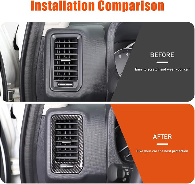 Daeiclru Car Center Console Air Outlet Trim Cover Compatible with Nissan Frontier 2022 2023 2024, ABS Center Console Side Air Outlet AC Vent Protect Cover Frame Accessories (Carbon Fiber Pattern)