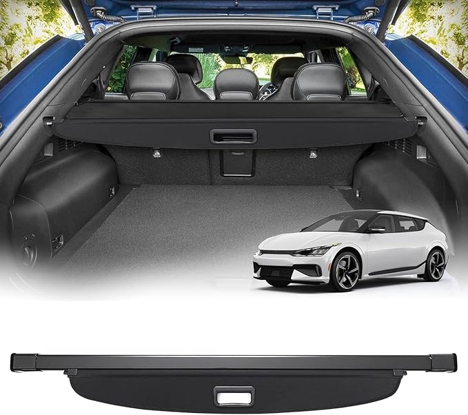 Powerty Cargo Cover for Kia EV6 2022-2025 2026 Trunk Cover Retractable Trunk Shielding Shade EV6 Accessories Cargo Luggage Cover Black