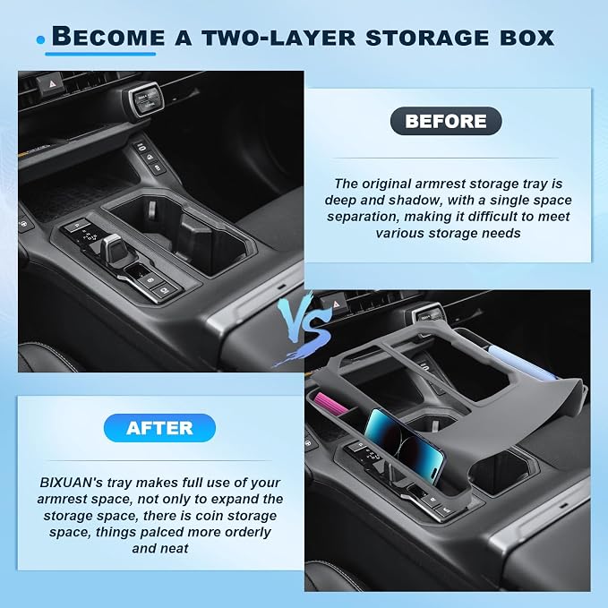 BIXUAN 2026 RAV 4 Center Console Organizer For 2026 Toyota RAV 4 Gear Shift Side Pocket Middle Console Storage Box 2026 RAV 4 Accessories