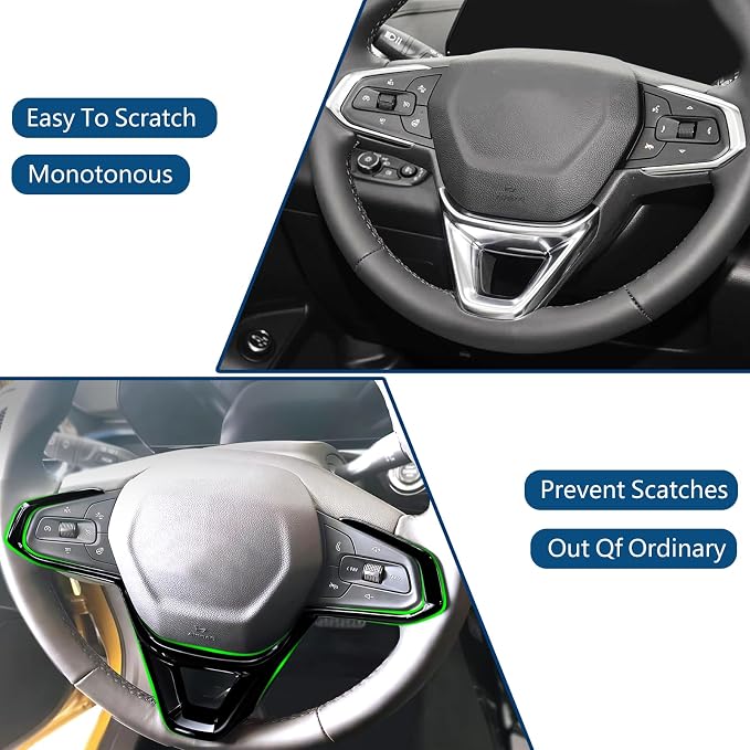 Interior Steering Wheel Center Cover Frame Trim Anti Scratch Glossy Black ABS Protective Decorative Accessories Kit for Chevrolet Trailblazer 2024 2025 2026/TRAX 2023-2025