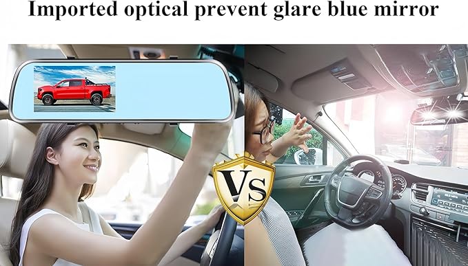 Backup Camera Mirror HD 1080P - Plug and Play Easy Set up Color Night Vision Rear View Mirror with License Plate Camera for Car Truck SUV Waterproof DIY Guide Lines AMTIFO A1